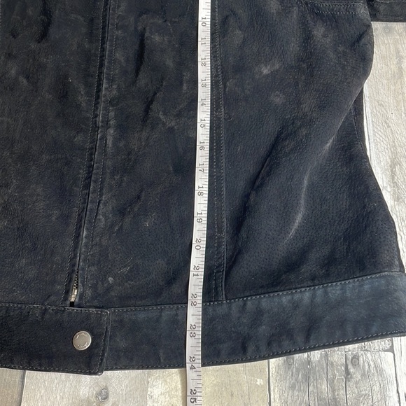 I.E. Relaxed brand black suede leather jacket. Two pockets. Front zip. Large‎ - Picture 10 of 13